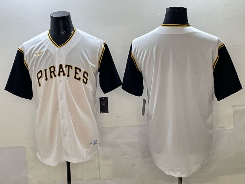 Men Pittsburgh Pirates Blank White Throwback Nike MLB 2025 Jersey 01